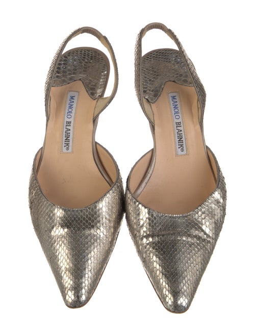 Manolo Blahnik Snakeskin Slingback Pumps