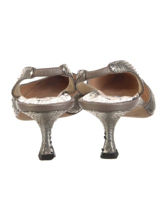 Manolo Blahnik Snakeskin Slingback Pumps
