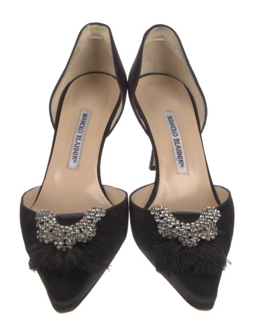 Manolo Blahnik Satin Crystal Embellishments D'Orsay Pumps