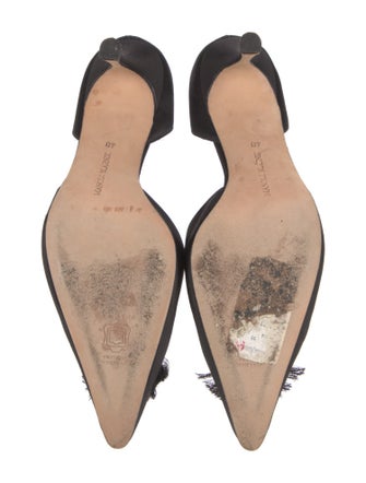 Manolo Blahnik Satin Crystal Embellishments D'Orsay Pumps