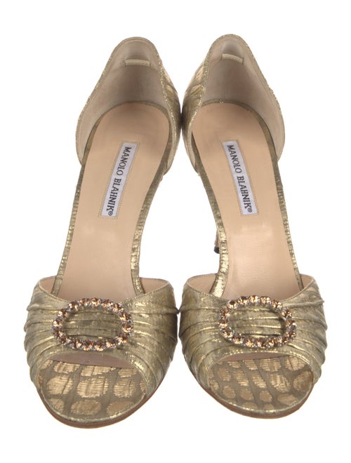 Manolo Blahnik Satin Crystal Embellishments Sandals