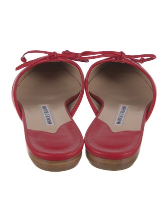 Manolo Blahnik Leather Bow Accents Mules