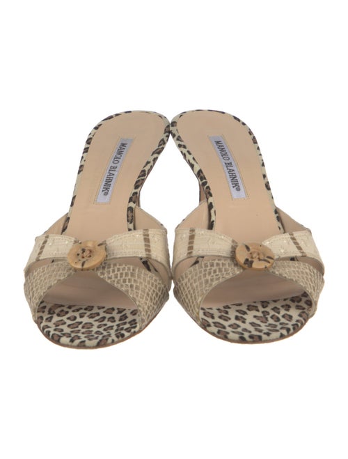 Manolo Blahnik Canvas Animal Print Slides