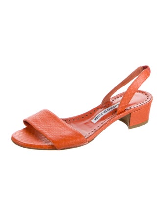 Manolo Blahnik Snakeskin Slingback Flats