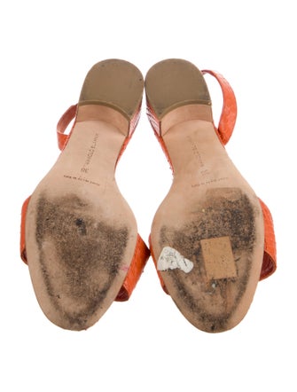 Manolo Blahnik Snakeskin Slingback Flats