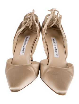 Manolo Blahnik Satin D'Orsay Pumps