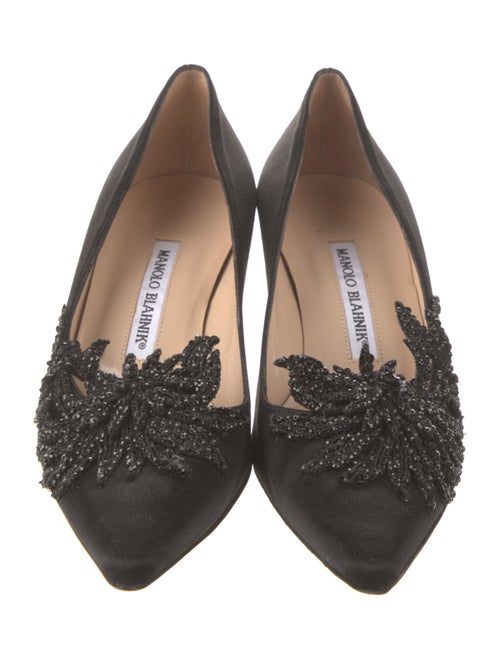 Manolo Blahnik Satin Beaded Accents Pumps