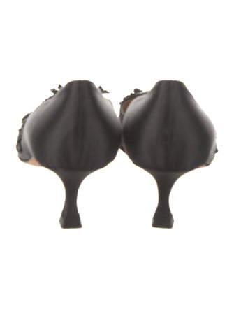 Manolo Blahnik Satin Beaded Accents Pumps