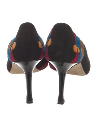 Manolo Blahnik Suede Colorblock Pattern Pumps
