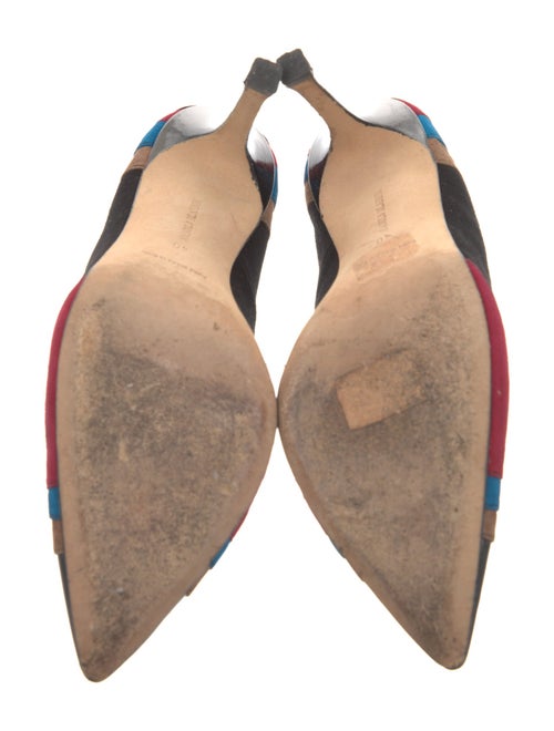 Manolo Blahnik Suede Colorblock Pattern Pumps