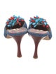Manolo Blahnik Denim Beaded Accents Mules