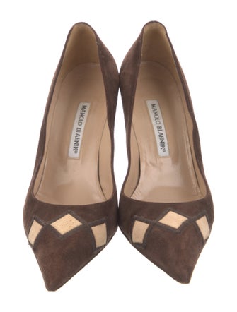Manolo Blahnik Suede Printed Pumps