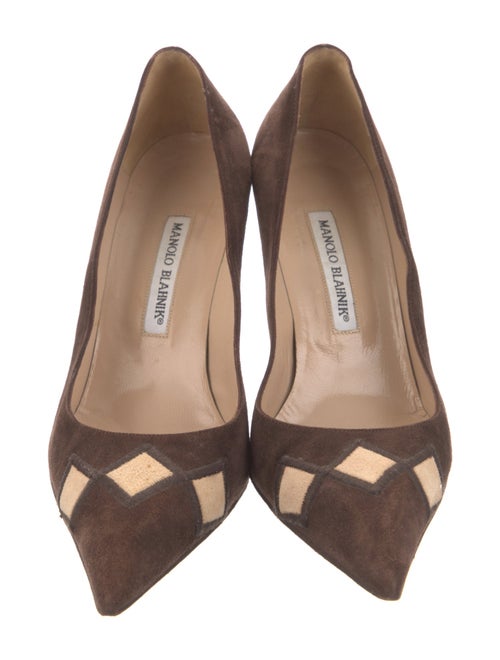 Manolo Blahnik Suede Printed Pumps