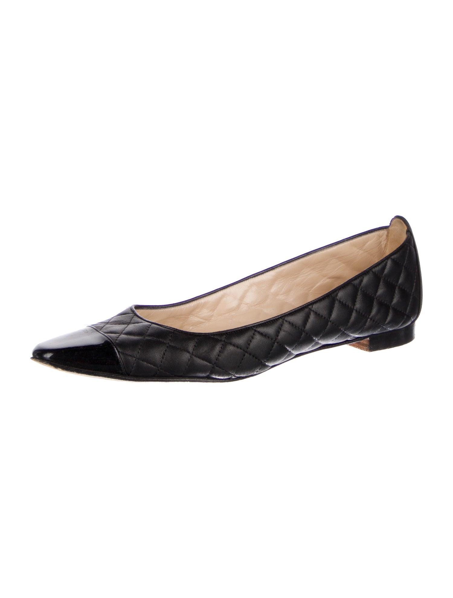 Manolo Blahnik Quilted Pattern Leather Ballet Flats