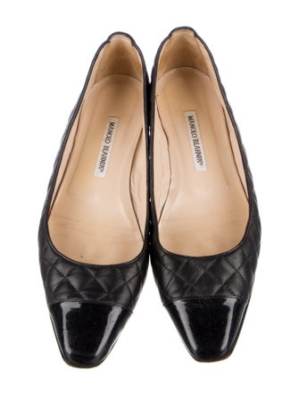 Manolo Blahnik Quilted Pattern Leather Ballet Flats