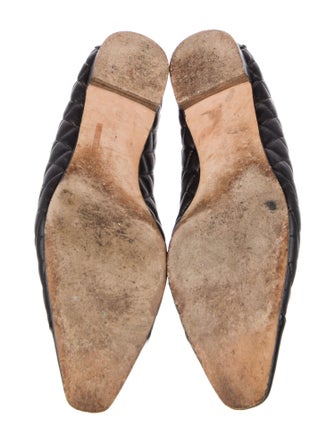 Manolo Blahnik Quilted Pattern Leather Ballet Flats