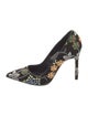 Manolo Blahnik Floral Print Embroidered Accent Pumps