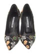 Manolo Blahnik Floral Print Embroidered Accent Pumps