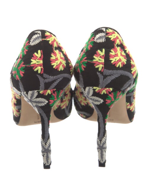 Manolo Blahnik Floral Print Embroidered Accent Pumps