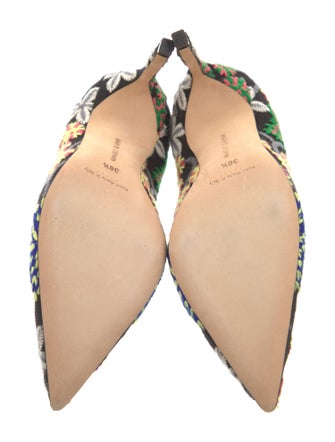 Manolo Blahnik Floral Print Embroidered Accent Pumps