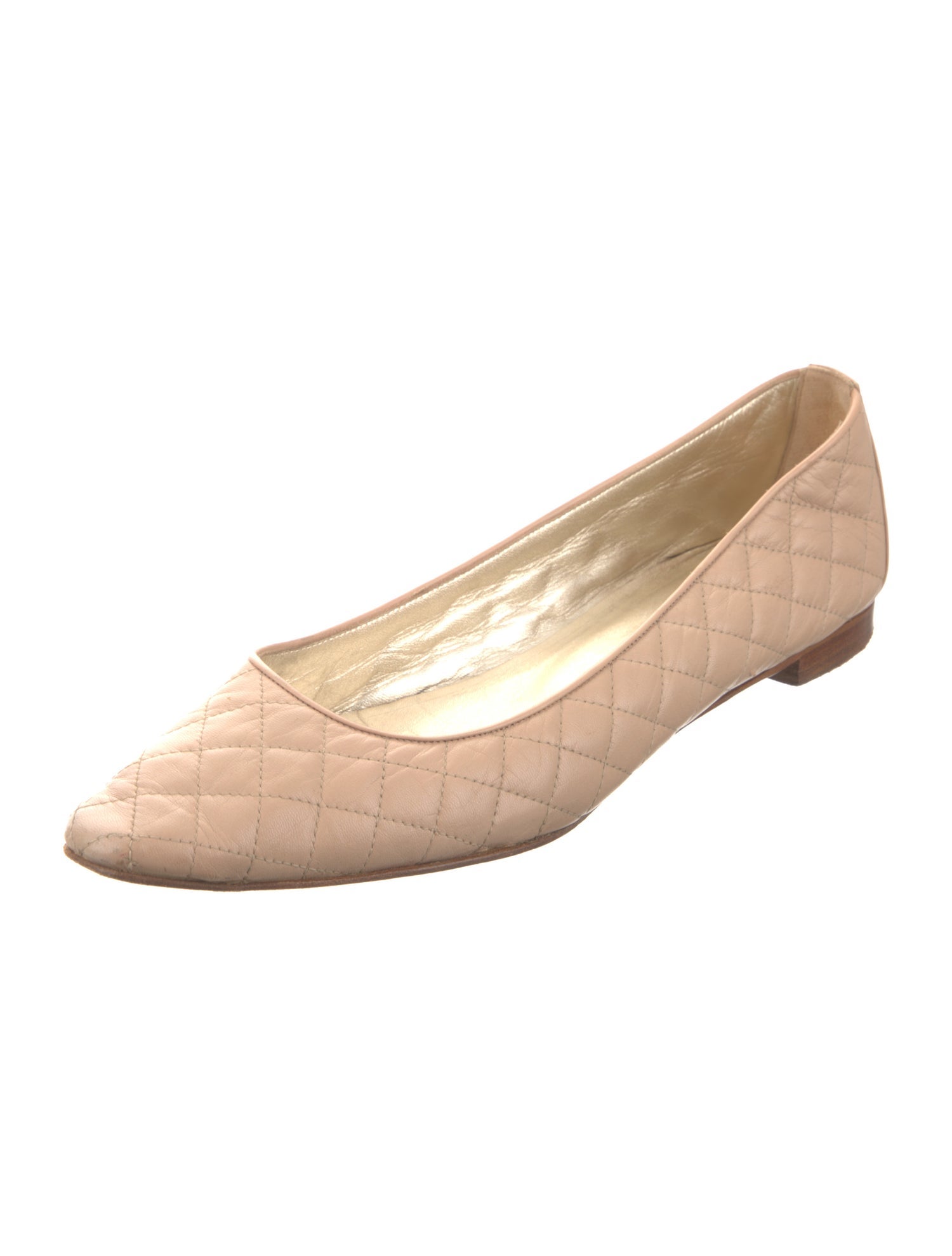 Manolo Blahnik Quilted Pattern Leather Flats