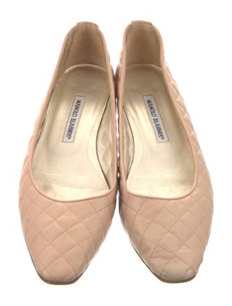 Manolo Blahnik Quilted Pattern Leather Flats