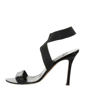 Manolo Blahnik Snakeskin Slingback Sandals