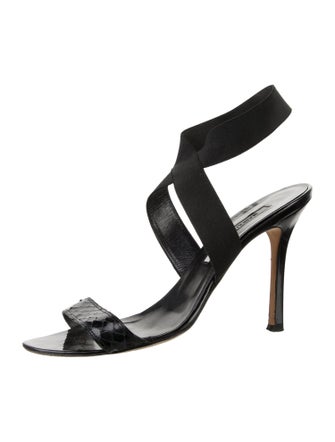 Manolo Blahnik Snakeskin Slingback Sandals