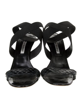 Manolo Blahnik Snakeskin Slingback Sandals