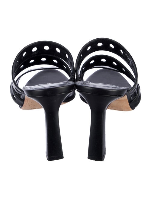 Manolo Blahnik Leather Lasercut Accents Slides
