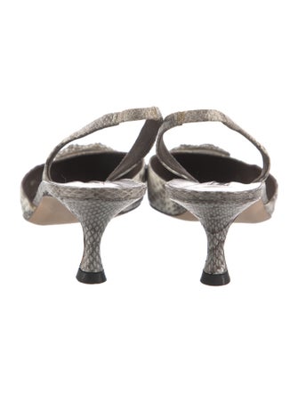 Manolo Blahnik Python Animal Print Slingback Pumps