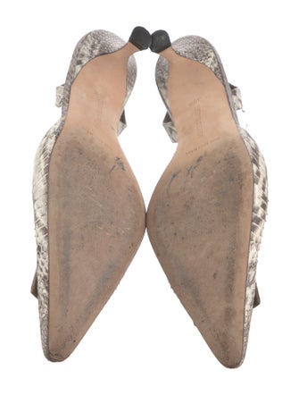 Manolo Blahnik Python Animal Print Slingback Pumps