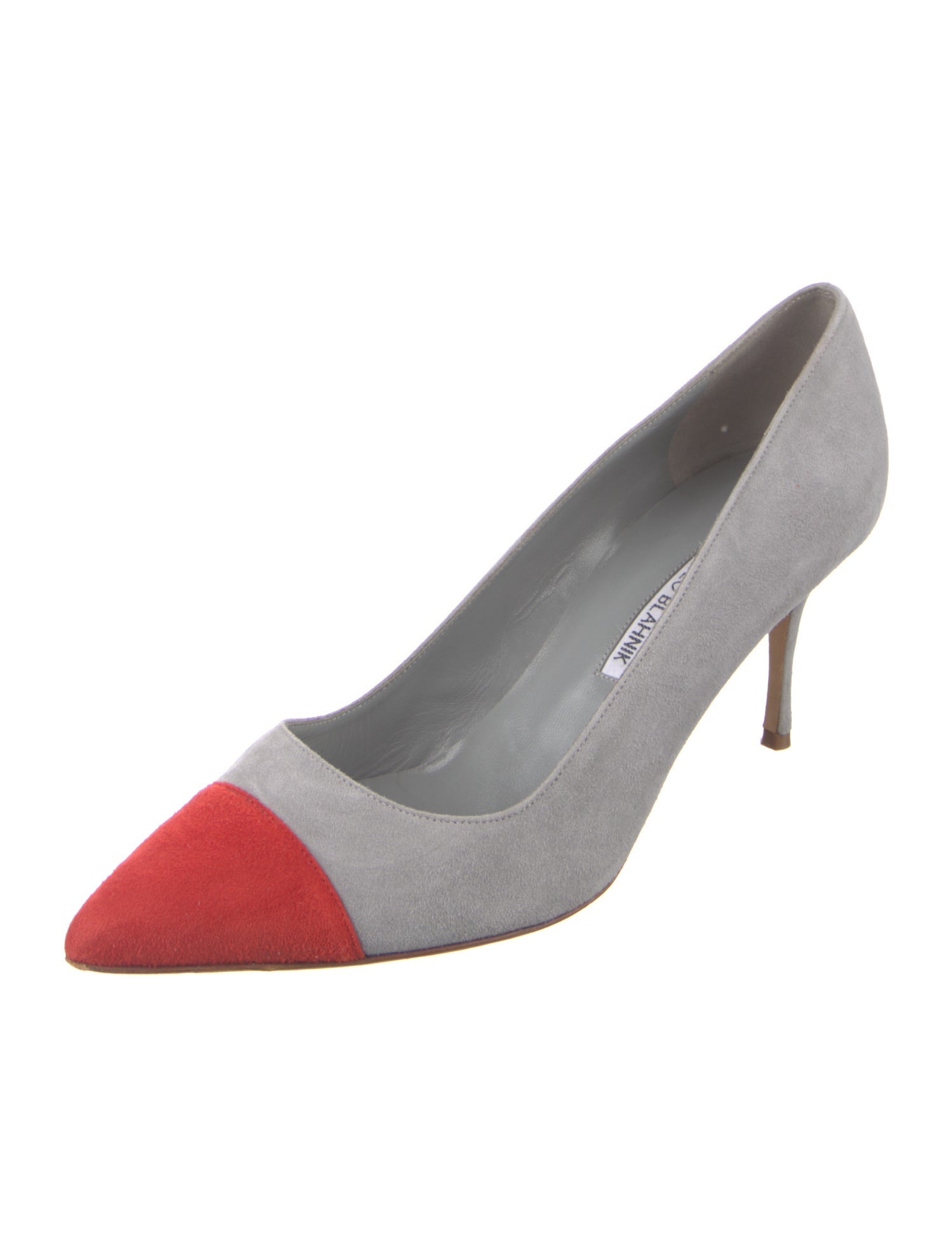 Manolo Blahnik Suede Colorblock Pattern Pumps