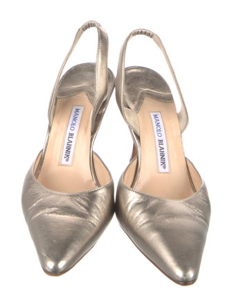 Manolo Blahnik Leather Slingback Pumps