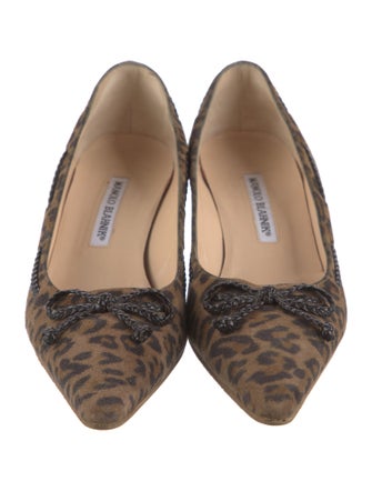 Manolo Blahnik Suede Animal Print Pumps