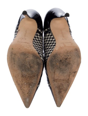 Manolo Blahnik Patent Leather Houndstooth Print Pumps