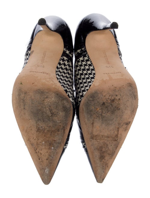 Manolo Blahnik Patent Leather Houndstooth Print Pumps