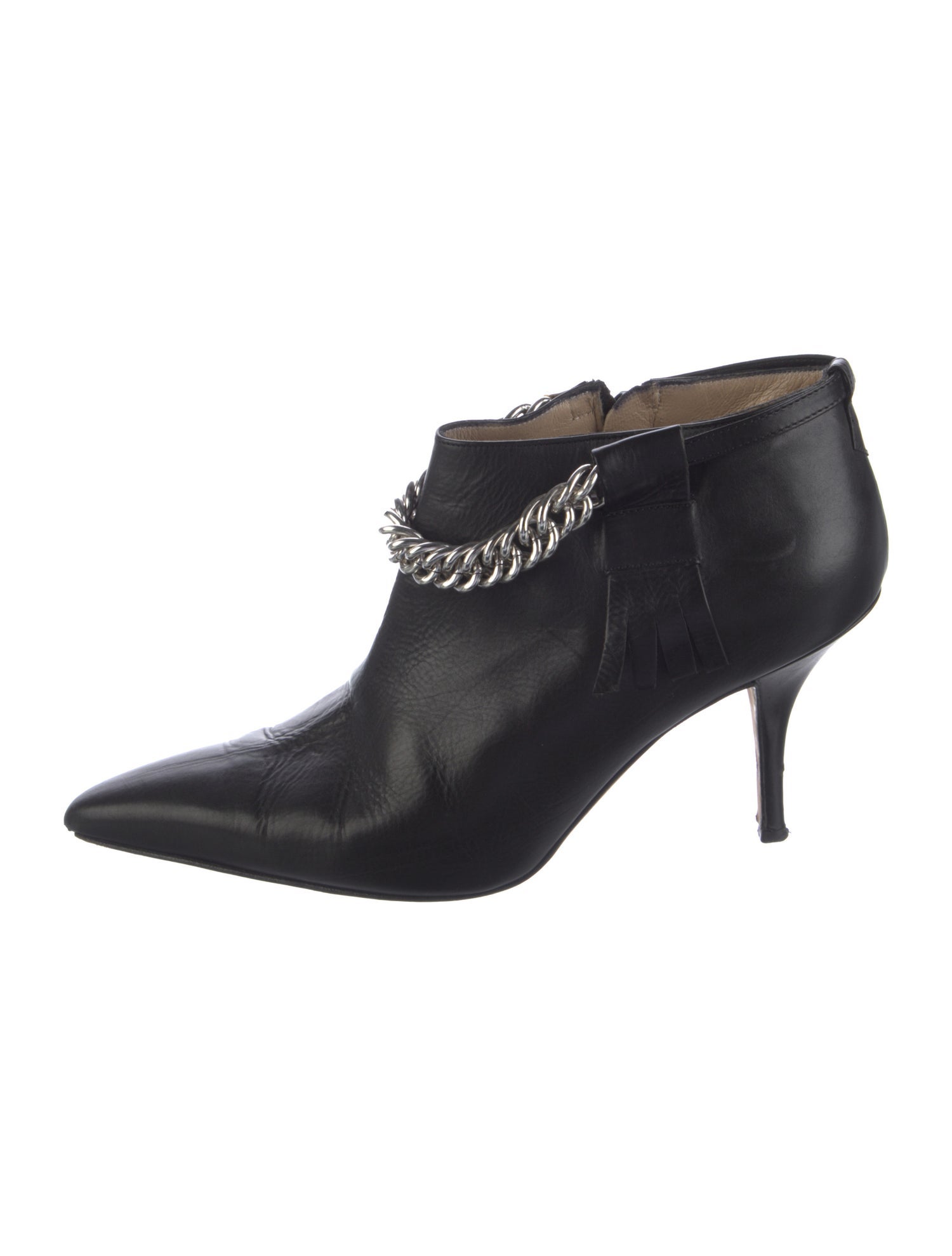 Manolo Blahnik Leather Chain-Link Accents Boots