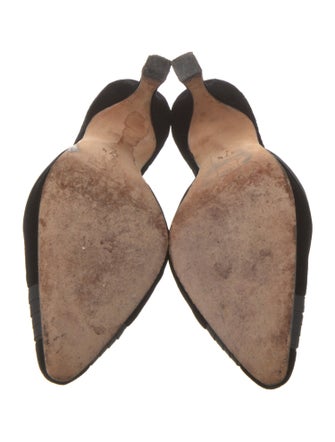 Manolo Blahnik Satin Pleated Accents Mules