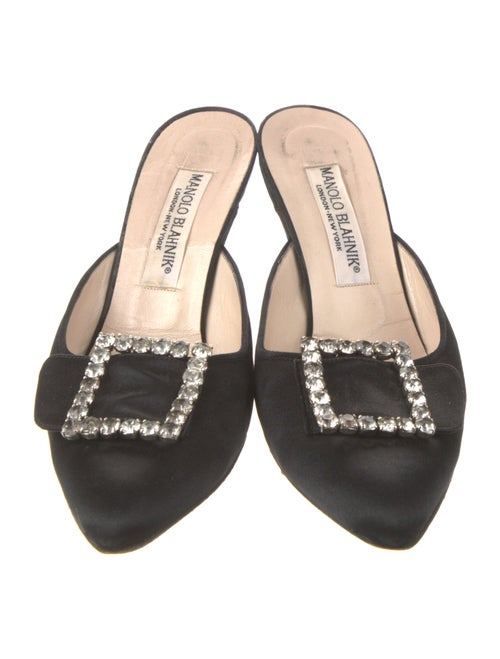Manolo Blahnik Satin Crystal Embellishments Mules