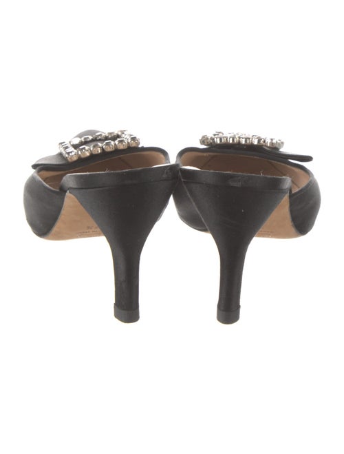 Manolo Blahnik Satin Crystal Embellishments Mules