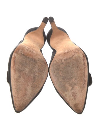 Manolo Blahnik Satin Crystal Embellishments Mules