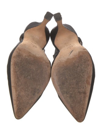 Manolo Blahnik Satin Crystal Embellishments Slingback Pumps