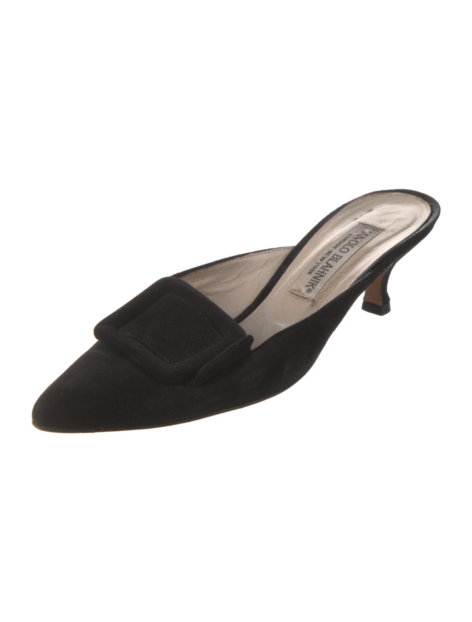 Manolo Blahnik Suede Bow Accents Mules