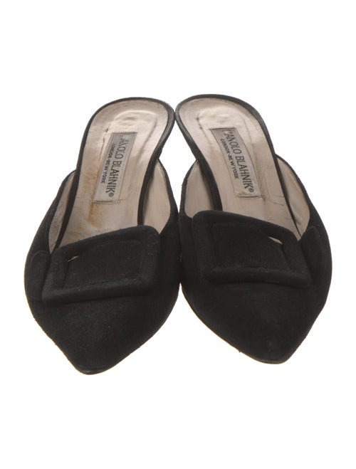 Manolo Blahnik Suede Bow Accents Mules