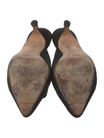 Manolo Blahnik Suede Bow Accents Mules