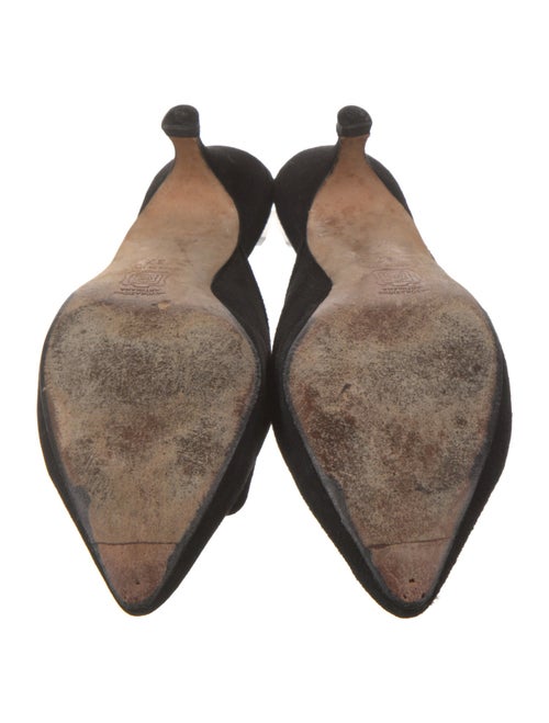 Manolo Blahnik Suede Bow Accents Mules