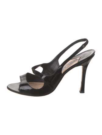 Manolo Blahnik Patent Leather Slingback Sandals