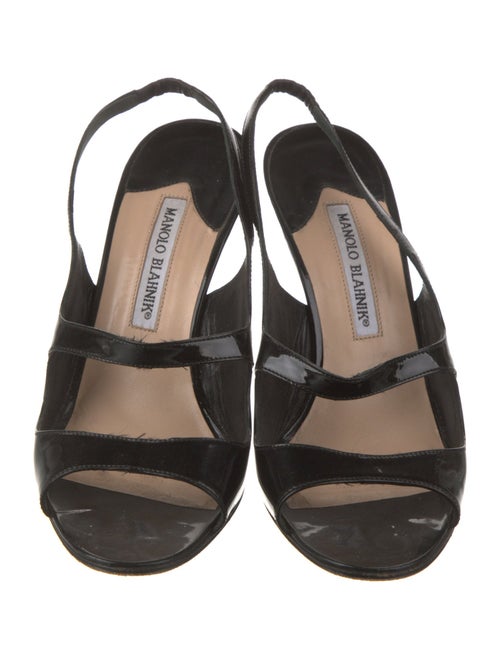Manolo Blahnik Patent Leather Slingback Sandals