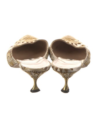 Manolo Blahnik Satin Printed Mules